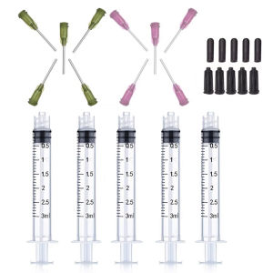 5Pcs/Set Glue Applicator Syringe with Blunt Tip Needle and Cap for Liquids Glues Inks Perfumes and Lip Glosses