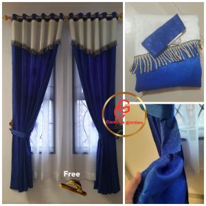Gorden poni rumbai mewah terbaru jendela kaca dan pintu tebal embos murah minimalis panjang 2 meter gorden macram gorden ruang tamu aestetic biru