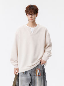 WUKONGYOUHUO | Retro Diamond Texture Loose Fit Two-layer Design Sweatshirt