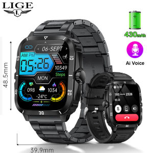 LIGE Asli Pria Arloji Pintar 430 mAh Baterai Panggilan Bluetooth Anti Air Pelacak Kebugaran