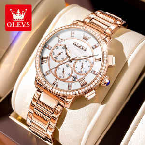 OLEVS Watch For Women Korean Style 2023 New original Waterproof Luminous Calendar Chronograph Fashion grace stainless steel strap