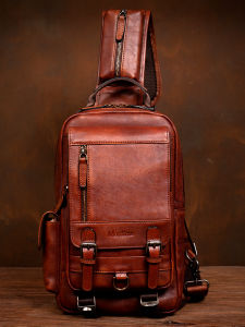 Mantime | Leisure Slow Time Retro Handmade First Layer Tanning Leather Chest Bag