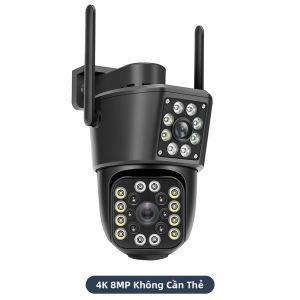 Camera Ngoài Trời WiFi 6K 12MP Với Zoom Quang Học 8X Ba Ống Kính Theo Dõi Chuyển Động AI PTZ Camera Giám Sát An Ninh 4K Chống Nước Chuẩn IP