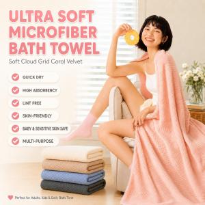 Towel Bath Towel for Adult Bath Towel Microfiber Towel Cotton Bath Towel Large Bath Sheet Absorbent Quick Dry Soft Bath Towel for Men Women Bathroom Towel Face Towel Multi Purpose Towel Home Use