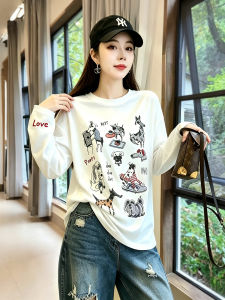Lazy Style Fashion Cartoon Sun Protection Long Sleeve T-Shirt Summer Loose