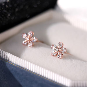 S999 Sterling Silver Zircon Flower Earrings Womens Unique Design Fashionable New 2025 Ear Jewelry Elegant Plant Pattern