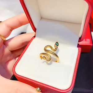 Pure Gold 18k Saudi Gold pawnable 916 gold Ring Snake Shape Mens Opening Adjustment Jewelry money catcher ring