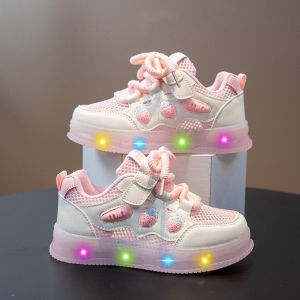 KUOBURENSHENG | Waterproof Glow Breathable Non-slip Girls Sport Shoes