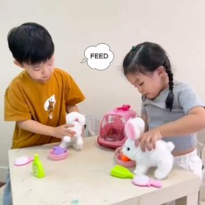 Pet Crate with Accessories Electronic Walking Animals for Kids Pretend Play by WISHLAND