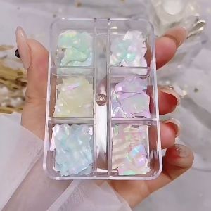 1 Kotak Beraturan Perhiasan Kuku Manik-Manik Kuku Ujung Kuku Berkilau Ornamen Batu Kerang Warna-Warni Untuk Dekorasi Manicure Nail Art
