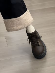 Womens round Toe Flats Thick Bottom Heightening British Style Retro Lace-Up Leather Shoes Spring Autumn Versatile Casual Loafers