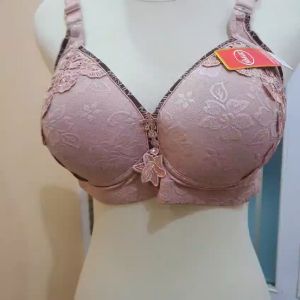 Bra Wanita MIsslily 110A Brukat BH tanpa Kawat Kait 3 Busa Tipis Motif Bunga Cantik Elegan