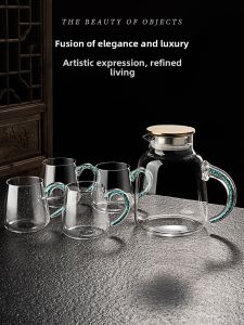 FLOWER MOO | High-end Turquoise Crystal Heat-resistant Glass Teacup Set