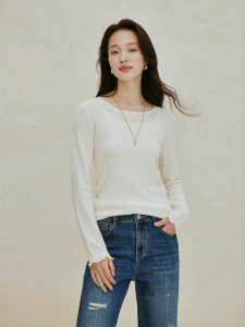 INMAN | Ruffled Edge Wool Sweater Slimming Long Sleeve for Layering