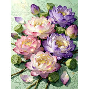 Jigsaw Puzzle 500/1000/1200/2000PCS Lotus Flower Floral Artwork Stress Relief Puzzle Wall Art Decor Gift