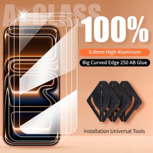 1-3 set Full Cover HD Clear Tempered Glass 3D Without Black Arc Edge For iPhone 17 Pro Max Air 16 15 14 Plus 13 12 11 Pro Max X XR XS XS Max 6 6s 7 8 Plus Se 2020 2022 Transparent Screen Protector Film