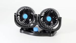 Car Electric fan 12V two-head fan Car Cooling Air Circulator 360° rotation Strong Wind Automatic cooling USB Fan Dashboard Car Fan Portable Car Mini fan Outdoor Heavy Duty 24V Truck fan