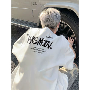 American High Street Short Sleeve T-Shirt Mens Summer New Trend Casual Top Print Letter Design Cool Feeling Fabric round Neck