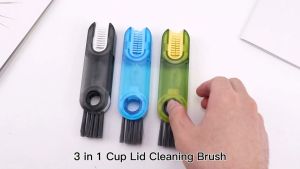 3 In 1 Cup Cleaning Brush Multi-functional Cup Mouth Scrubber Rotatable Kitchen Cleaning Brush Bottle Cup Lid Cleaner