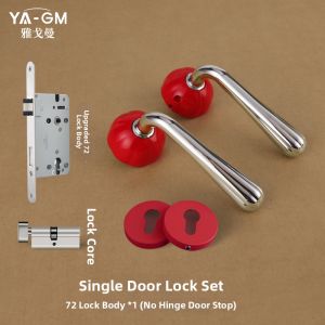 YAGEMAN | Colored Lotus Dull Nickel Silver Red Modern Vintage Interior Door Lock