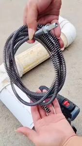 Dây Thông Tắc Cống Thông Bồn Cầu Lò Xo Inox Siêu Bền Từ 2m - 20m Lắp Cùng Máy Khoan Đã Có Đầu Nối Có Tay Quay BAUHO