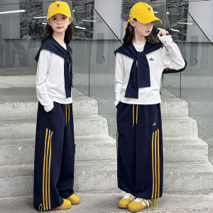 MPW | Cool Fashionable Childrens Outfit Set For Girls Spring Autumn Wear Trendy Middle Large Children Stylish Sweatpants Two Piece Set