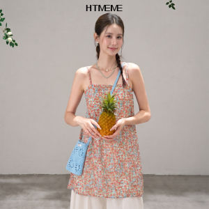 HTMEME | Đầm Hoa Phong Cách Hàn Quốc Nhiều Lớp Không Tay In Mùa Xuân