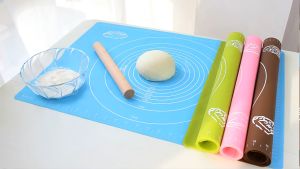 Thảm Lót Nhào Bột Silicon 40x50cm Hình Chữ Nhật Có Chia Vạch Thớt Silicon Làm Bánh Chống Dính Chịu Nhiệt TIDO TIDO
