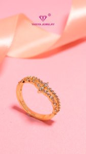 Yaxiya Cincin Fashion Mahkota Lapis Emas Permata Perhiasan 18K X4-135