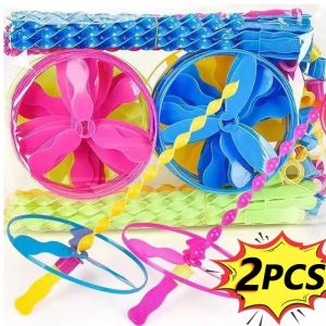 2pcs đầy màu sắc con chuồn chuồn tre nhựa tay-đẩy đồ chơi bay cánh quạt máy bay trực thăng đồ chơi trẻ em của sinh nhật hiện tại