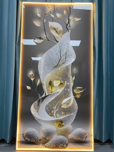 Luxury Vertical Crystal Porcelain Mural for Entryway Beautiful Hanging Picture to Beautify Front Door and Hallway Wall Space