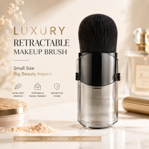 Mini Telescopic Makeup Brushes - Portable Nylon Bristles & ABS Handle for Blush/Powder/Foundation Multi-Use Travel Beauty Tools