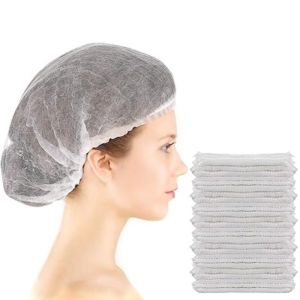 100PCS Disposable Bouffant Caps Stretch Net Hair Head Covers Non Woven Fabric Dust Strip Hats Cooking Kitchen Bathroom Supplies