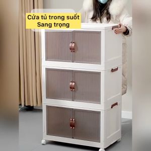 Tủ để đồ nhà bếp gấp gọn đa năng Tủ quần áo gấp gọn có bánh xe di chuyển nhẹ nhàng tiện lợi