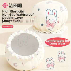 Waterproof Shower Cap Double Layer Thickening Oil Smoke Moisture Prevention