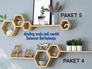Rak Dinding Hexagonal Segi 6 Hiasan Dinding Aesthetic Rak Hexagonal Kayu Jati Belanda Pajangan Hiasan Dinding Gantung Minimalis cod bayar ditempat