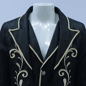 Halloween medieval noble earl coat performance costume gorgeous embroidered lace sleeves