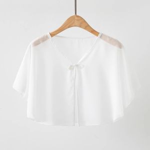 Womens Summer Shawl Sun Protection Lightweight Veil Chiffon Sleeveless round Neck Open Cardigan Versatile Short Pure Color