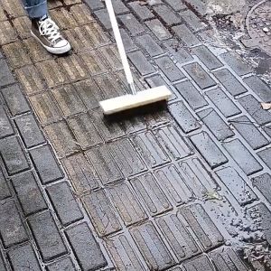 1pc Stainless Steel Floor Brush with Wooden Handle - Heavy-Duty Outdoor Cleaning Stubborn Dirt Remover for Bathroom Kitchen Patio - Reusable Hard Firmness