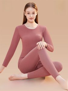 MiiOW | Thickened Fleece Warm Underwear Set High Neck Long Sleeve Womens Thermal Clothing Double Layer Polyester Fiber Base Layer