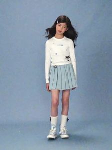LOVESASAKIDS | Elastic Pleated Denim Skirt