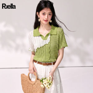puella | Summer Korean Style Color-block Wavy Edge Hollow Breathable Shirt