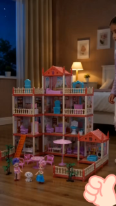 Exquisite Fashion Doll House Playset Durable Children Toy For Daily Leisure