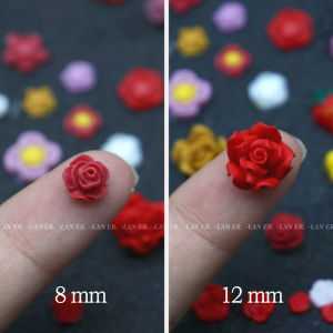 Hoa Tai Silicon 3D Mini Earthenware Hoa Cúc Hoa Hồng Trà Hoa Dâu Tây Đồ Trang Sức Thủ Công Đồ Chơi Mô Hình Phụ Kiện