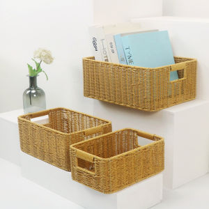 Bamboo-look Large Capacity Storage Basket