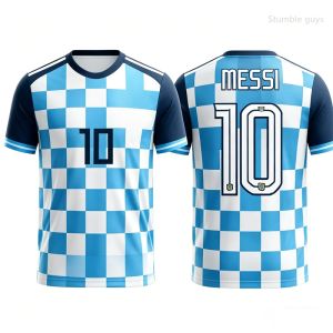 Potdemiel | Summer Men Fitness Messi 10 Football T-shirt Short Sleeve Jersey Fashion Oversized Gym Training Tops Kids Clothes Boys