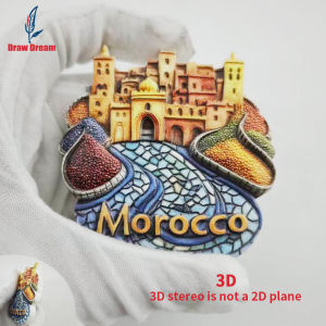 1Pc Moroccan Creative 3D Embossed Refrigerator Magnet World Travel Souvenir Collection Suitable for Home and Office Decoration Personalized Exclusive Travel Souvenir Magnetic Refrigerator Magnet Home Decoration Kitchen Room Office Cabinet Crafts G...