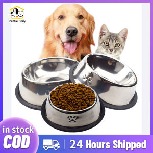 Pet Dog Cat Stainless Steel Bowl Non-slip Durable Food Bowl Water Bowl 6 size Multipurpose Puppy Kitten Small Animal