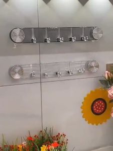 Móc Treo Hút Chân Không Trong Suốt Dính Tường Siêu Chắc Thanh Treo Đồ Nhà Tắm 5 Móc Có Thể Gập Lại Sang Trọng TIDO TI DO