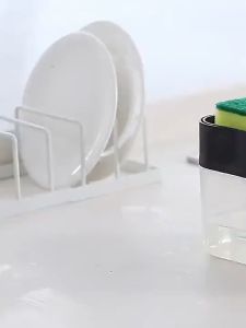 Dispenser Sabun Spon Cair Sikar Kran Rak Dapur Tempat Soap Pump